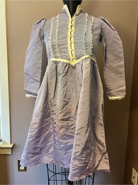 Jeunes Filles Gunne Sax Purple Victorian Pearl Lace Button Up Dress Girls 12 70s